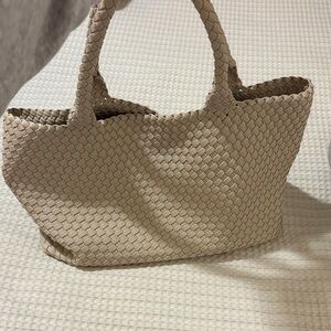 Elegant Tan Woven Tote Bag
